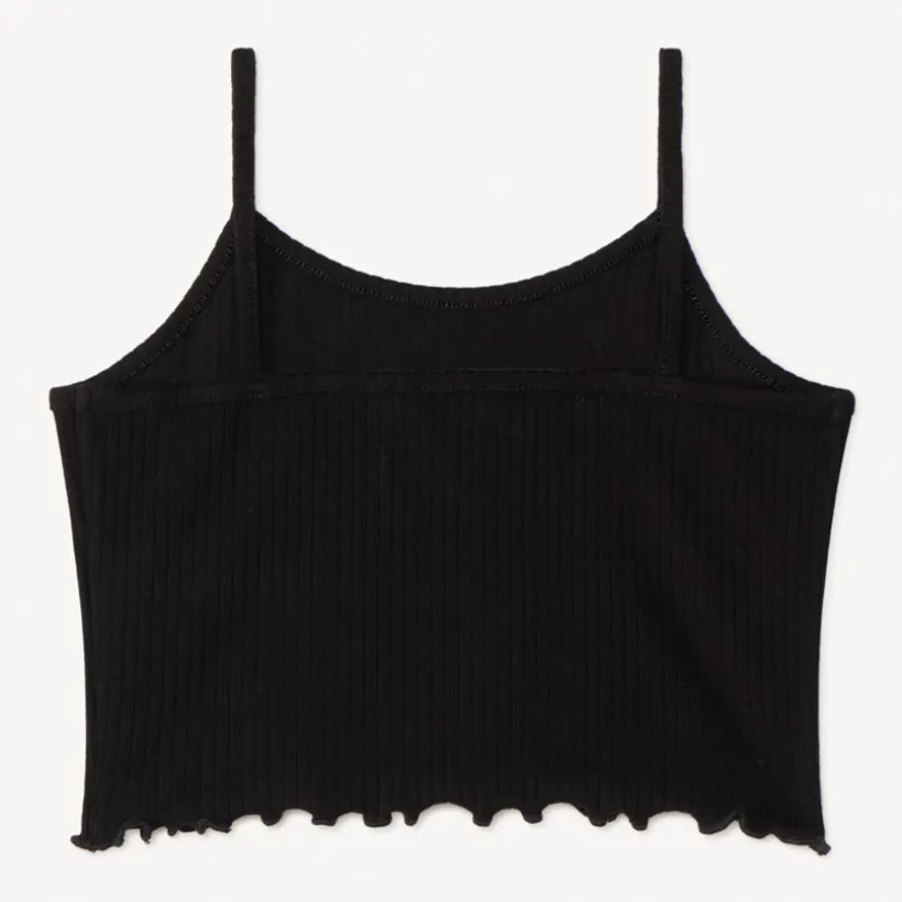 Korte ribbed tanktop met borduursel meisjes