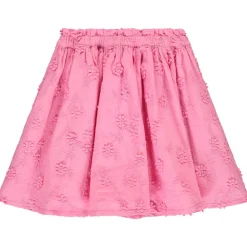 Korte rok in roze voile met Engels borduursel voor meisjes
