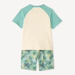 Korte set t-shirt + jungle-print bermuda jongens