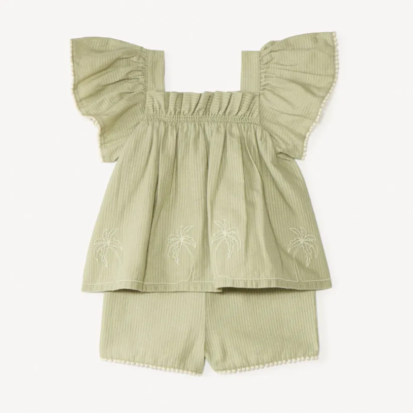 Korte set van 2 delen, blouse + short voor baby meisjes