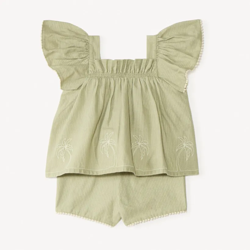 Korte set van 2 delen, blouse + short voor baby meisjes