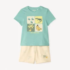 Korte set van 2 delen t-shirt + bermuda met jungleprint voor babyjongen