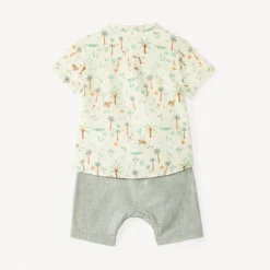 Korte set van 2 stukken: een shirt en een bermuda met tropische print jongens.