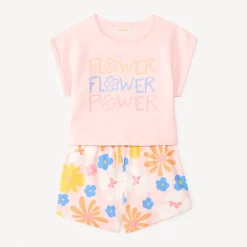 Korte set van 2 stuks met bloemenprint meisjes