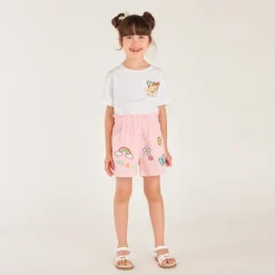 Korte stoffen broek met geborduurde strepen van Bilie Boo meisjes