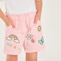 Korte stoffen broek met geborduurde strepen van Bilie Boo meisjes