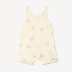 Korte strandoverall met print voor meisjesbaby