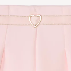 Korte unicolor twill broek met stoffen riem meisjes