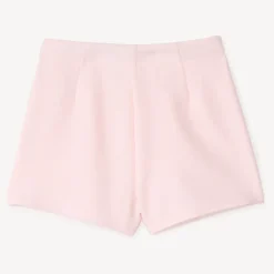 Korte unicolor twill broek met stoffen riem meisjes