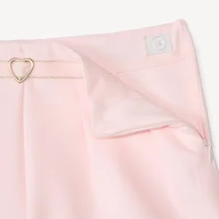 Korte unicolor twill broek met stoffen riem meisjes