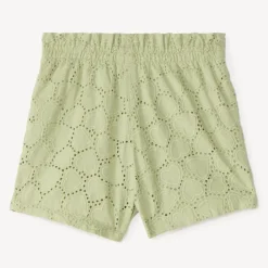 Korte uni met broderie anglaise en een leuke strik voor babymeisjes