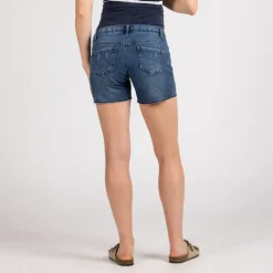 Korte zwangerschapsjeans met hoge hoofdband en used effect