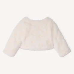Kort gewatteerd vest in namaakbont met 3D rozetten voor babymeisje