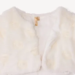 Kort gewatteerd vest in namaakbont met 3D rozetten voor babymeisje