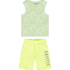 Kort jongenspyjama set met hemdtop met palmenprint
