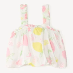 Kort mouwloos bloesje met fruitprint meisjes