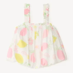 Kort mouwloos bloesje met fruitprint meisjes