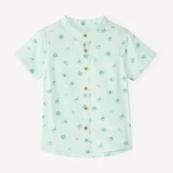 Kort set van 2 stukken met mao-kraag shirt en tuinbroek voor babyjongen
