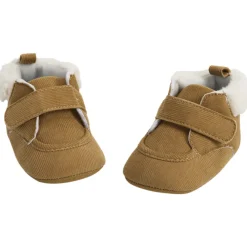Laarsjes van fluweel met sherpa kraag voor baby jongen