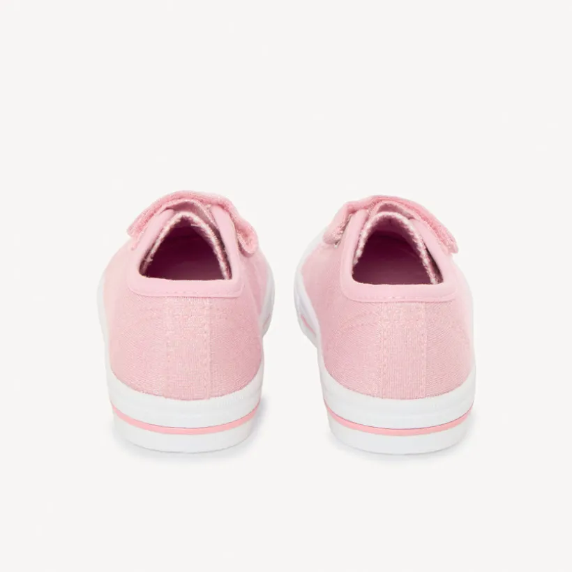 Lage canvas sneakers in glinsterend lila met klittenband en veters meisjes