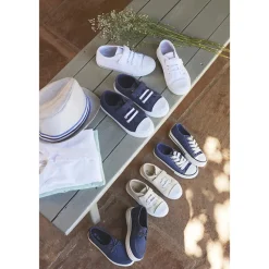 Lage canvas sneakers met elastische veters en klittenband voor babyjongen
