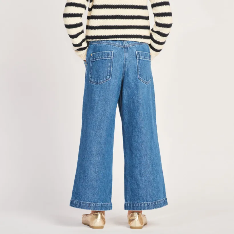 Lage denim jeans met opgestikte zakken meisjes