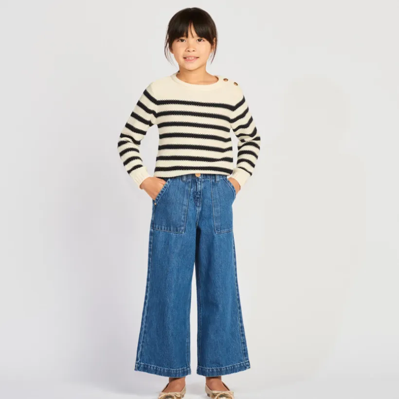 Lage denim jeans met opgestikte zakken meisjes