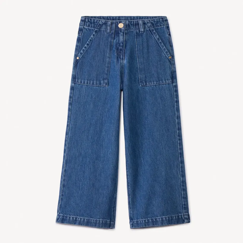 Lage denim jeans met opgestikte zakken meisjes