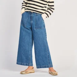 Lage denim jeans met opgestikte zakken meisjes