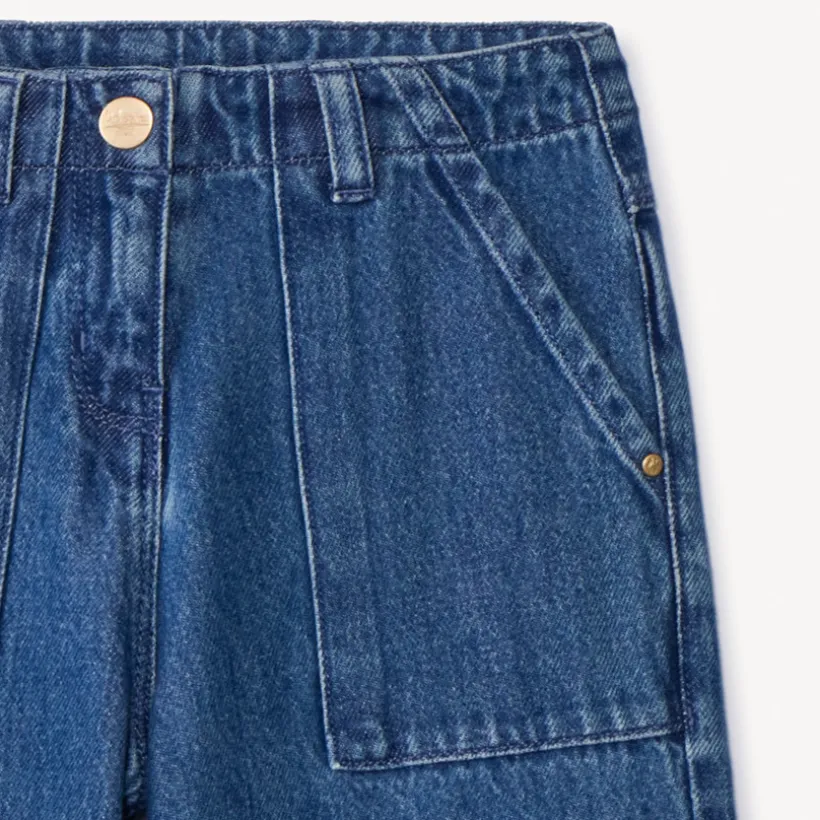 Lage denim jeans met opgestikte zakken meisjes