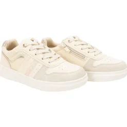 Lage glanzende en glinsterende sneakers met rits voor meisjes