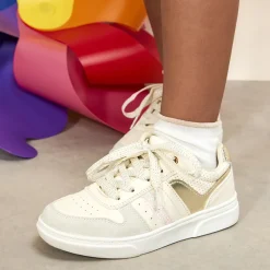 Lage glanzende en glinsterende sneakers met rits voor meisjes
