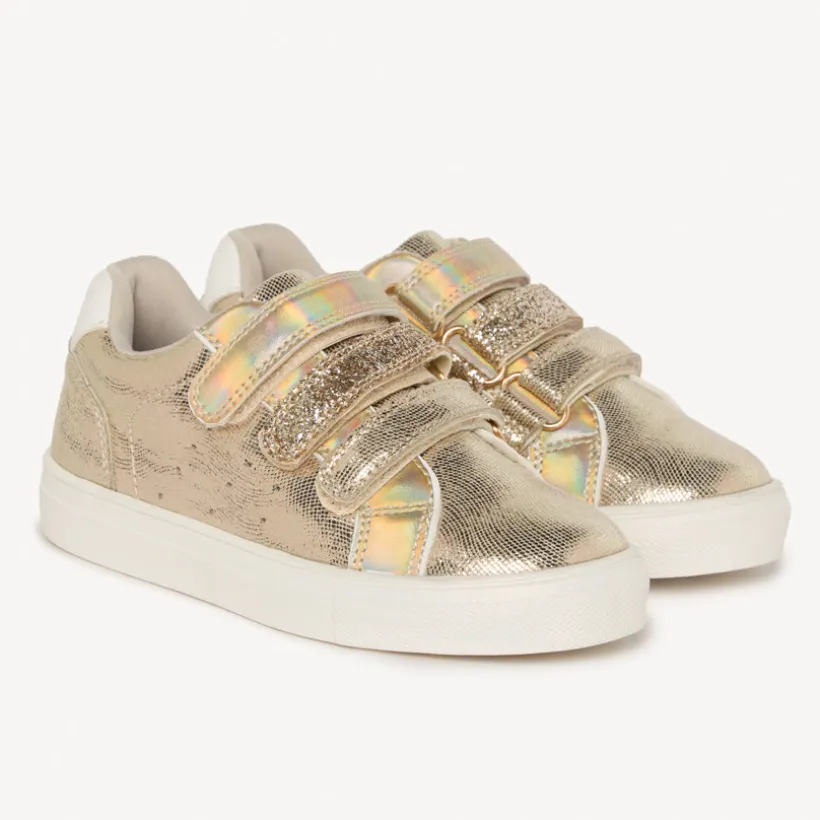 Lage gouden sneakers met iriserend effect meisjes