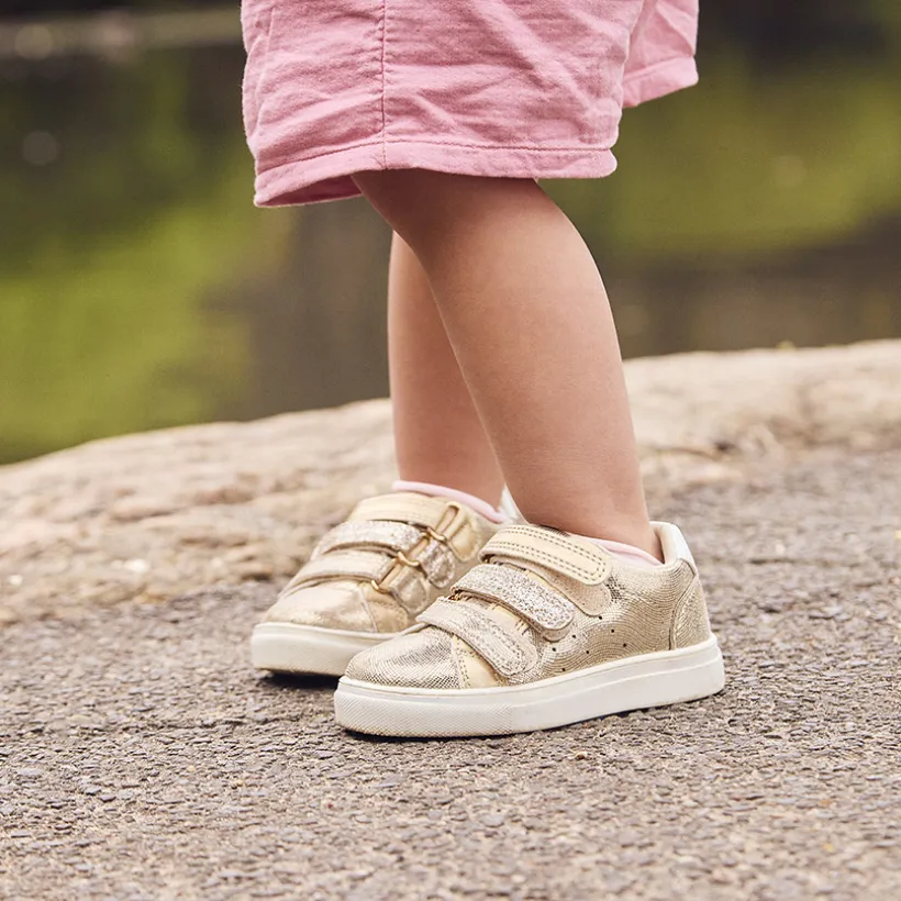 Lage gouden sneakers met iriserend effect meisjes