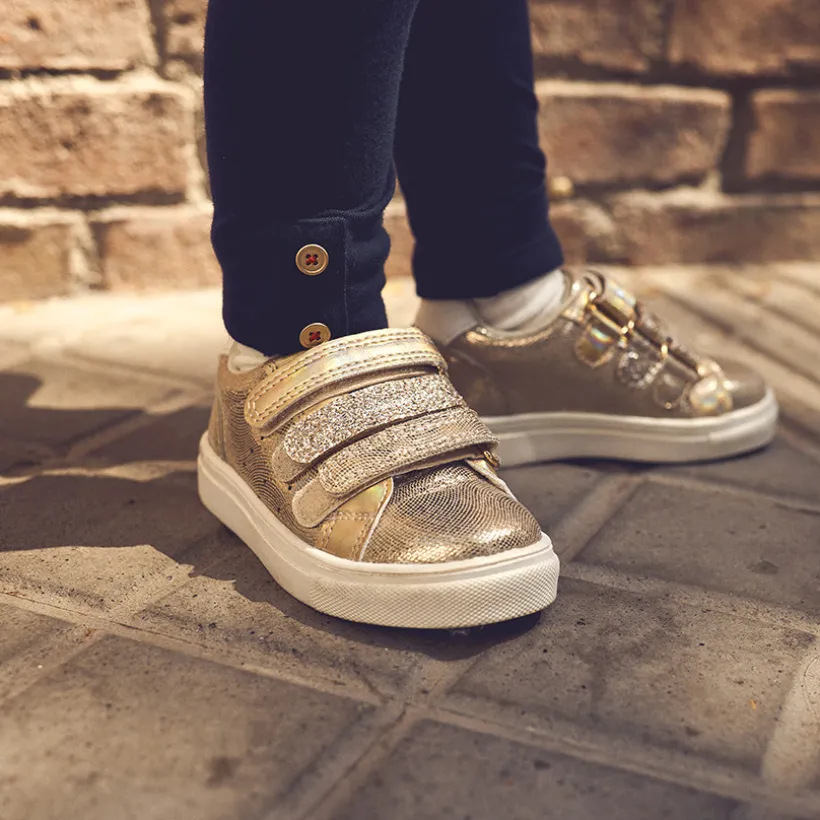 Lage gouden sneakers met iriserend effect meisjes