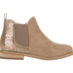 Lage laarzen van bicolor camel met glanzend effect meisjes