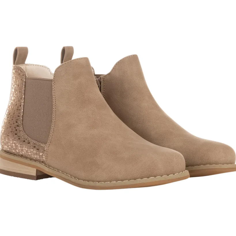 Lage laarzen van bicolor camel met glanzend effect meisjes