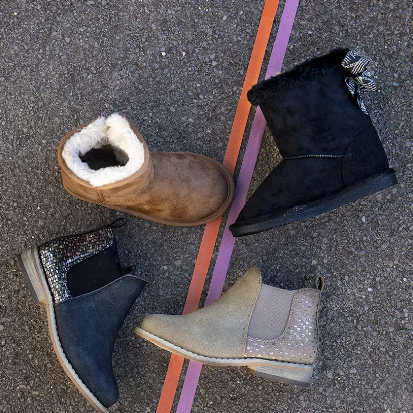 Lage laarzen van bicolor camel met glanzend effect meisjes