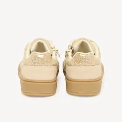 Lage meisjes sneakers met een luipaardprint, elastische veters en rits.