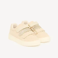 Lage meisjes sneakers van velours met klittenbandsluiting