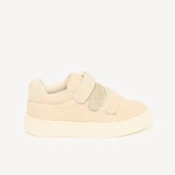 Lage meisjes sneakers van velours met klittenbandsluiting