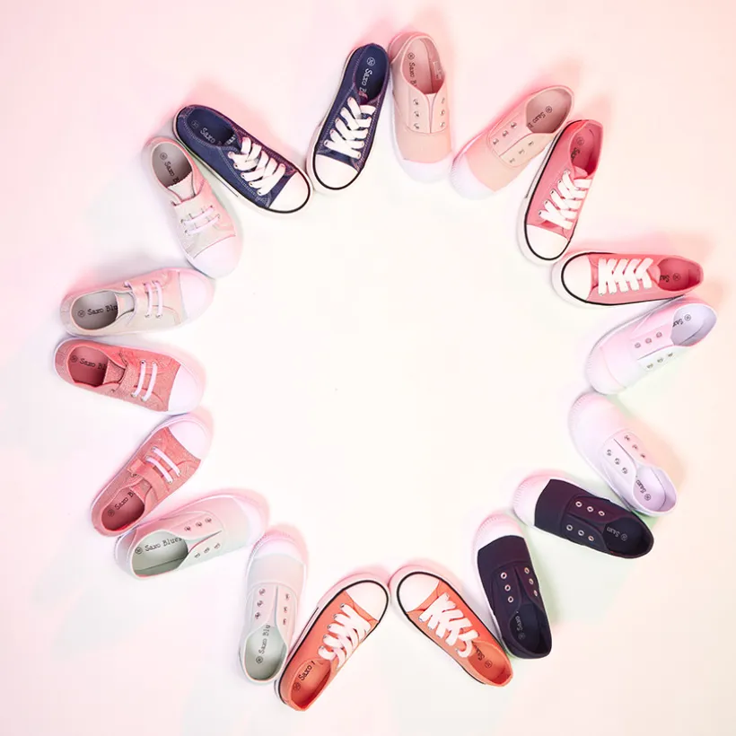 Lage roze canvas sneakers met veters meisjes
