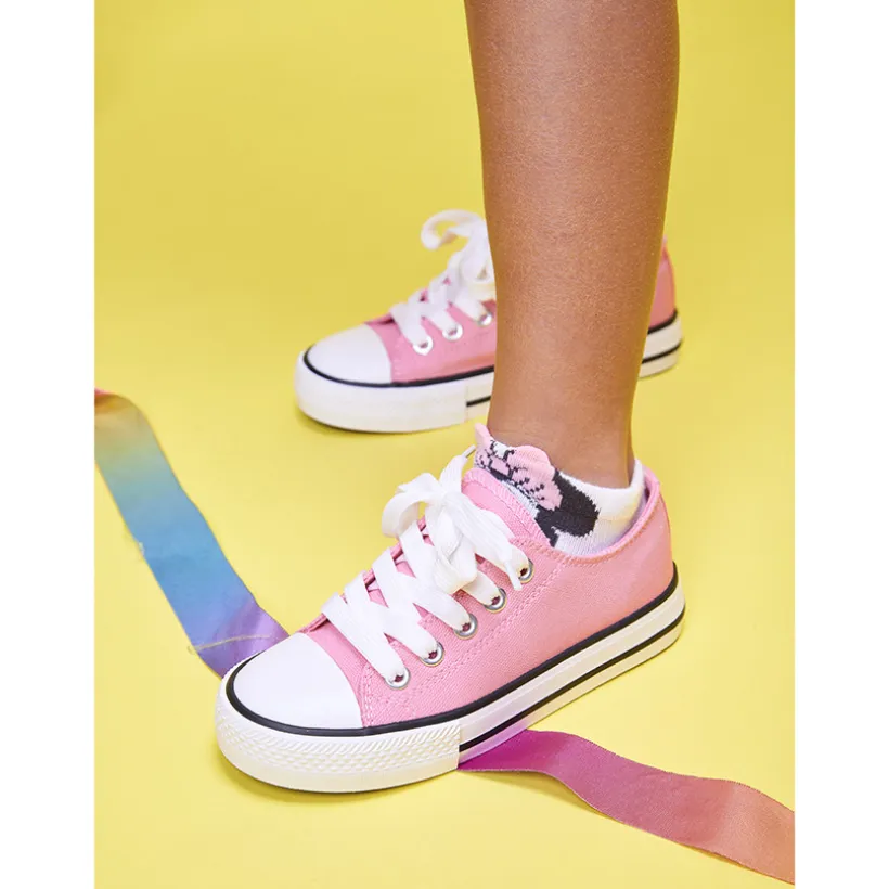 Lage roze canvas sneakers met veters meisjes