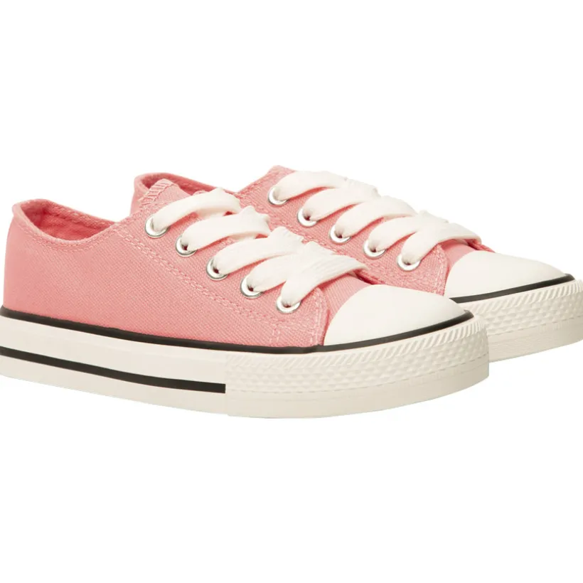 Lage roze canvas sneakers met veters meisjes