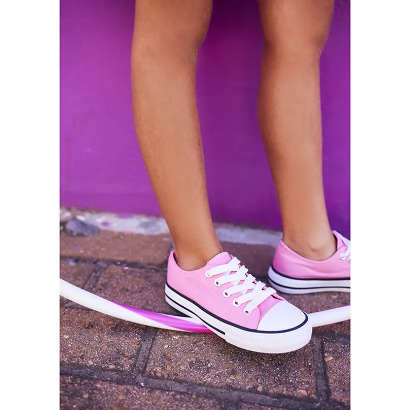 Lage roze canvas sneakers met veters meisjes