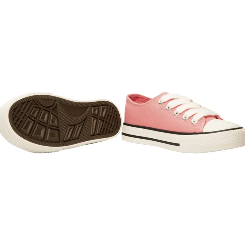 Lage roze canvas sneakers met veters meisjes