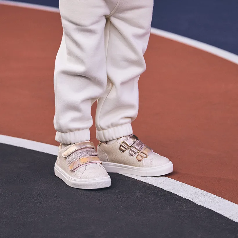 Lage sneakers met metallic en glinsterende pailletten meisjes
