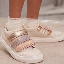 Lage sneakers met metallic en glinsterende pailletten meisjes