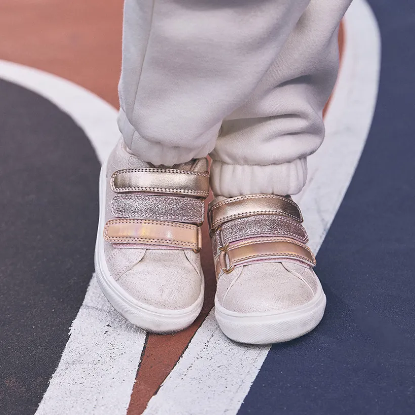 Lage sneakers met metallic en glinsterende pailletten meisjes