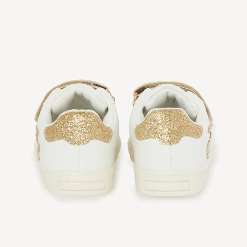 Lage sneakers met pailletten en dubbele velcro meisjes